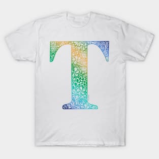 Floral Letter T - Dusk Capital Letter T-Shirt